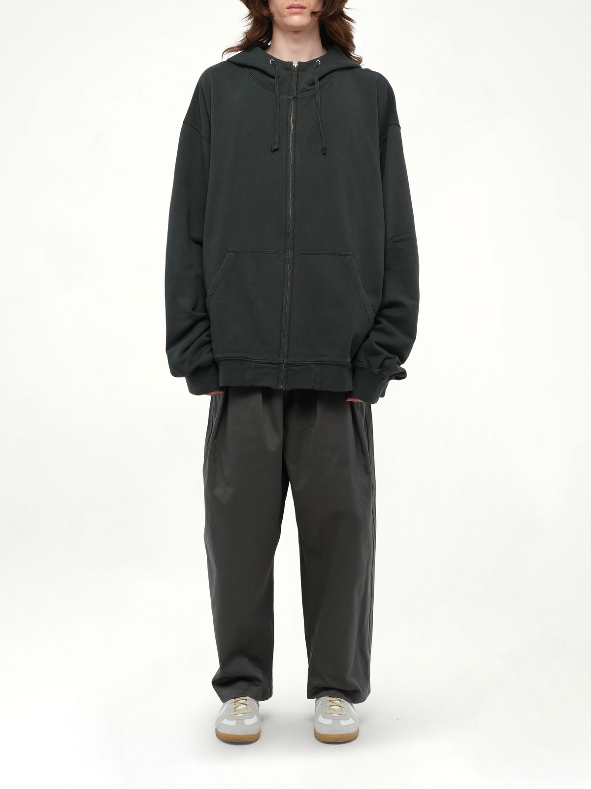 Number Zip Logo Hoodie in Black