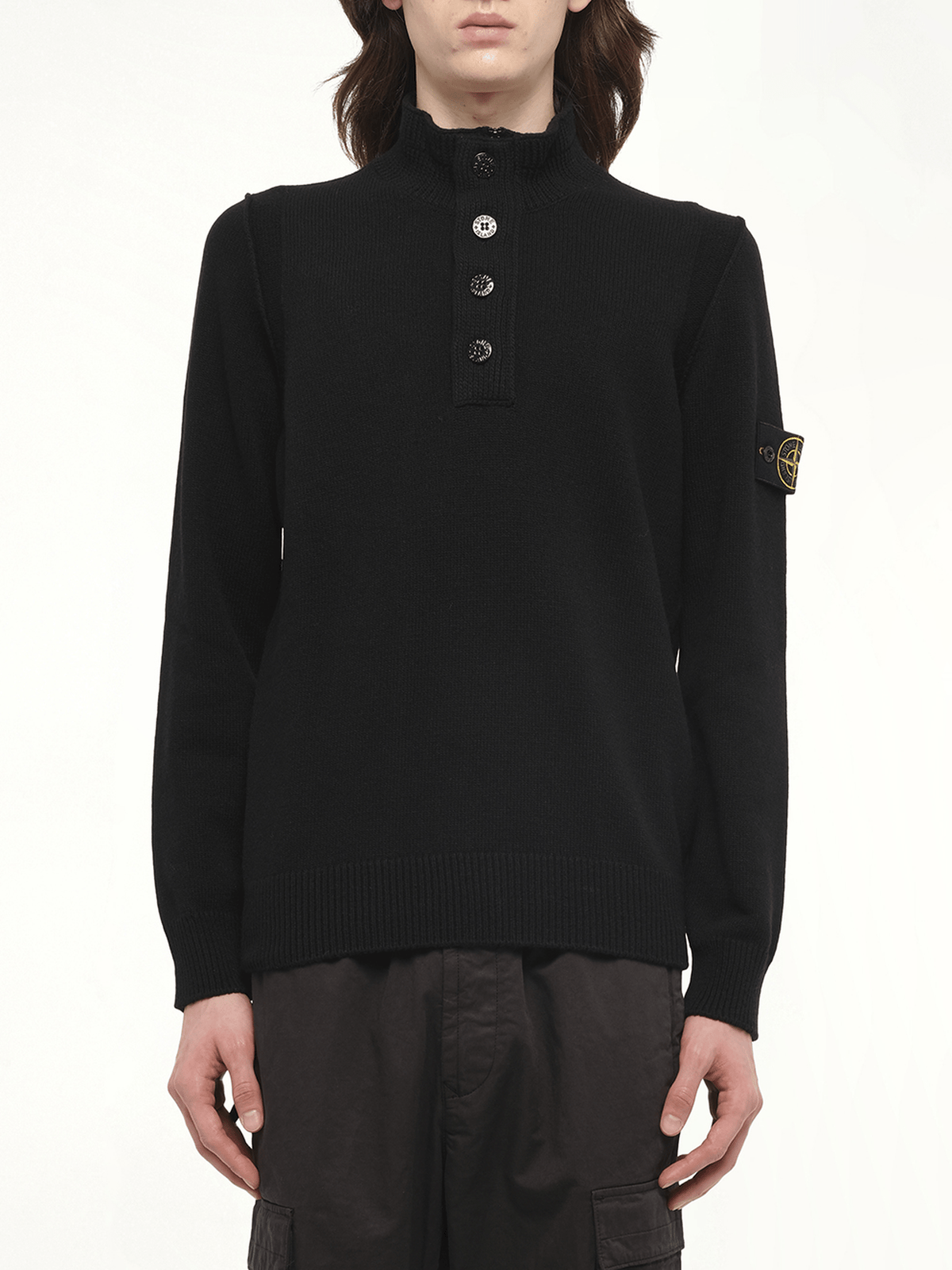 5100040 Lambswool Half-Zip Sweater in Black