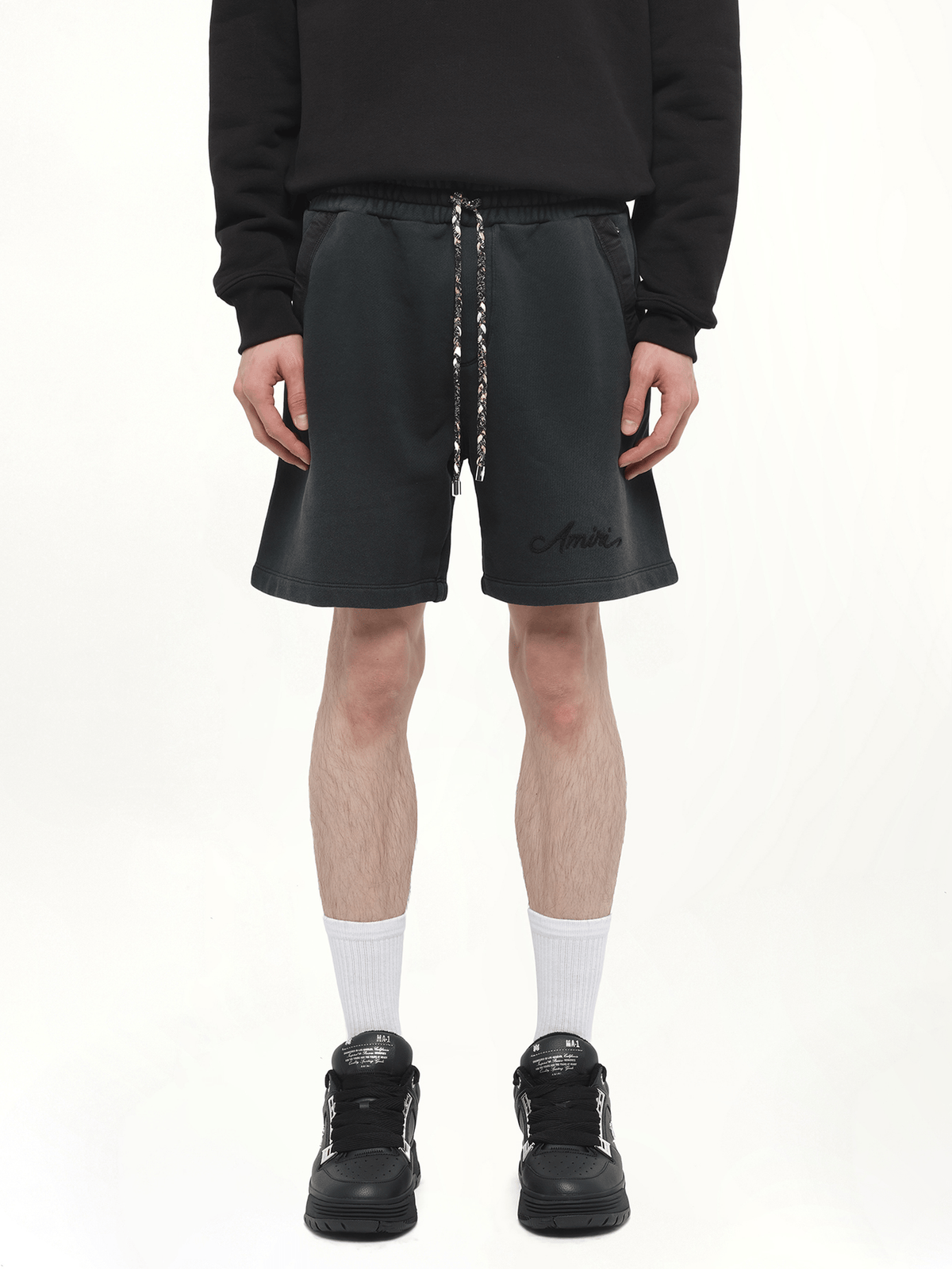 Bleach Bandana Shorts in Black