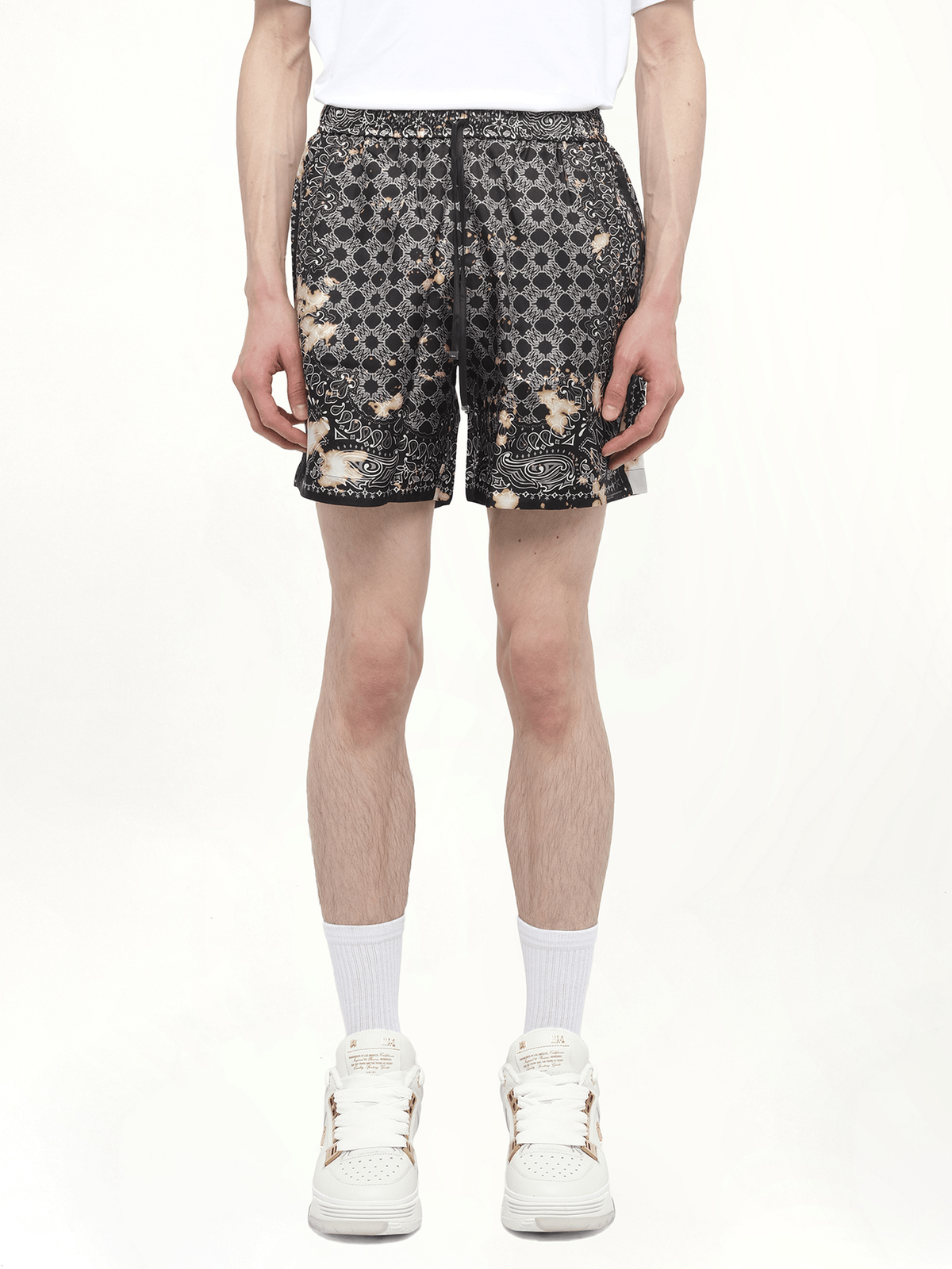 Bleach Bandana Silk Shorts in Black
