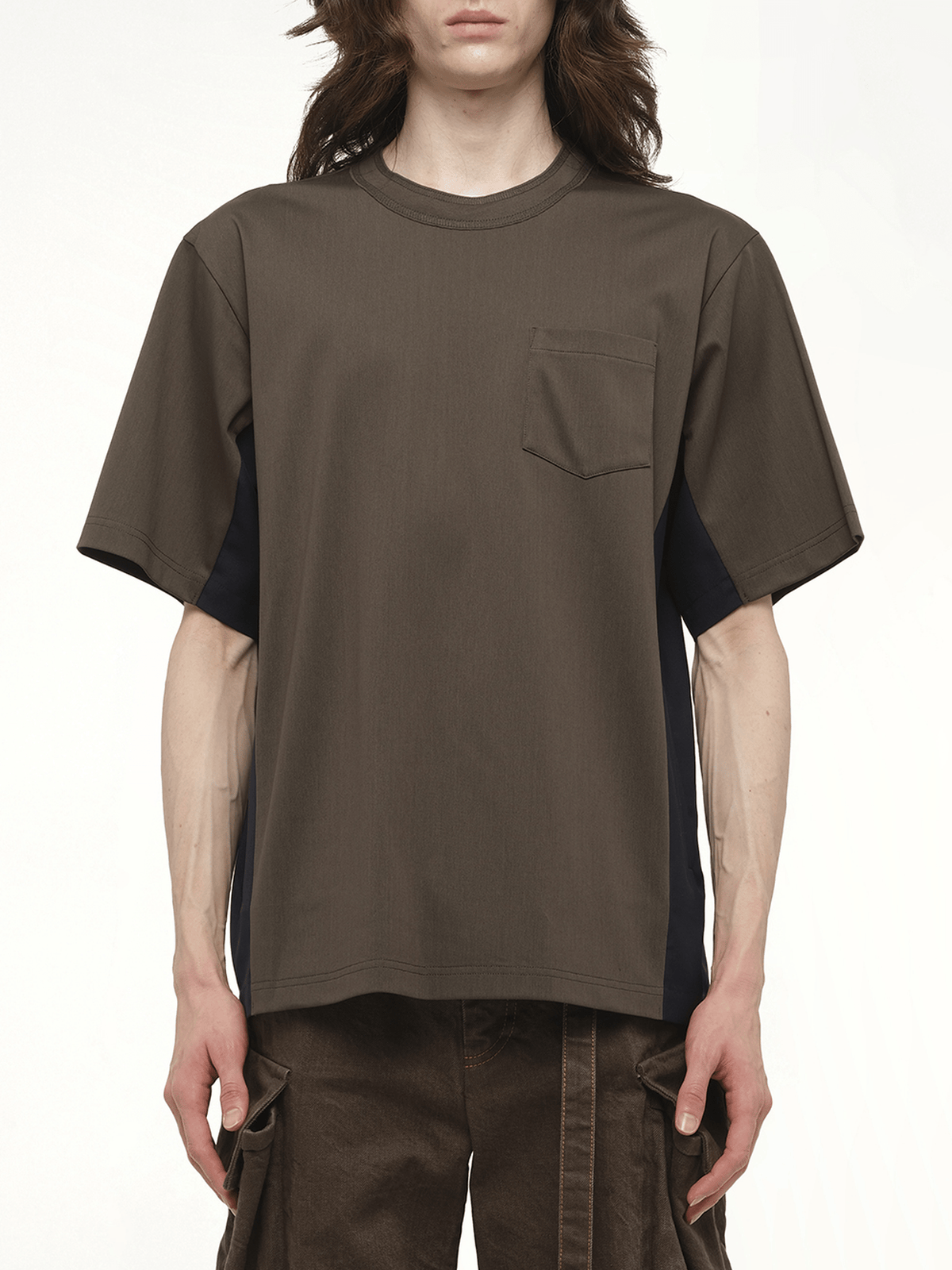 Suiting x Cotton Jersey T-Shirt in Khaki/Navy