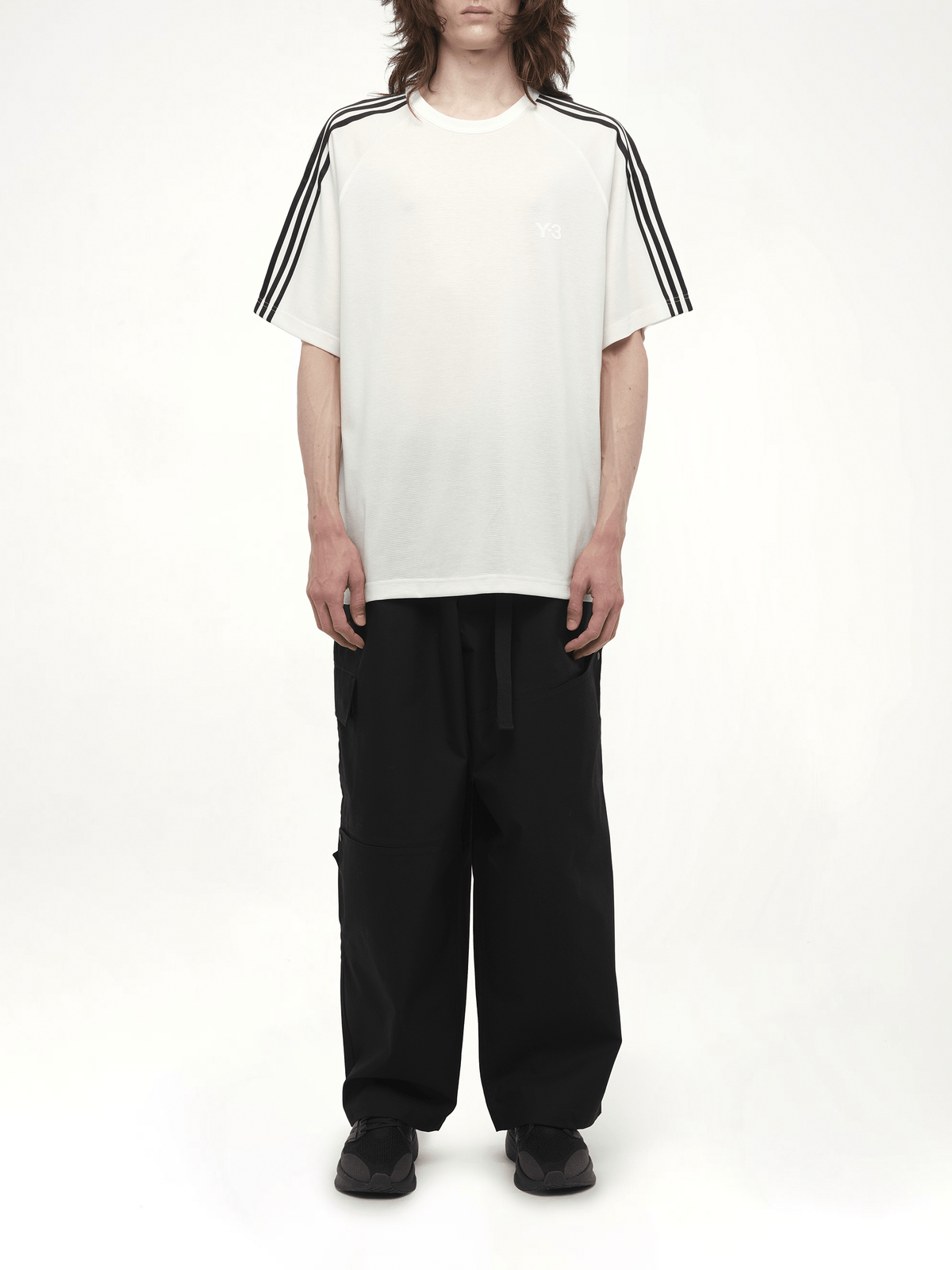 Wire Stripe Short Sleeve T-Shirt in White