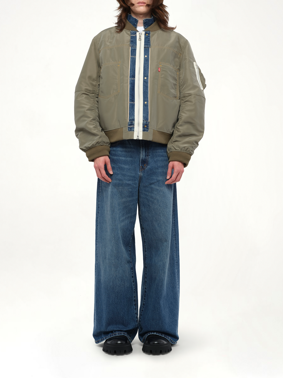 Levi's Denim x Nylon Twill Reversible Blouson in Blue/Khaki