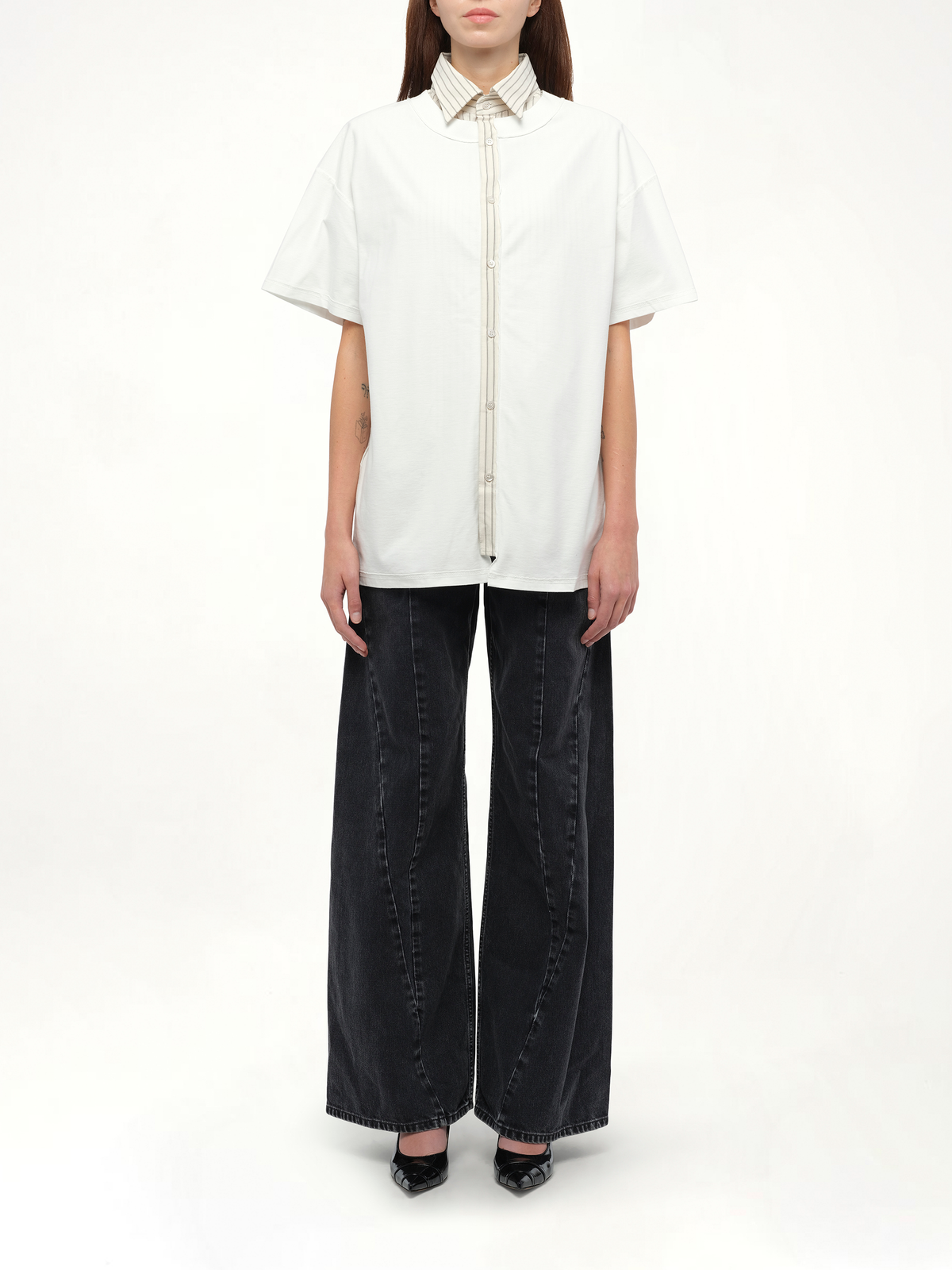 Short-sleeved Top in Off White