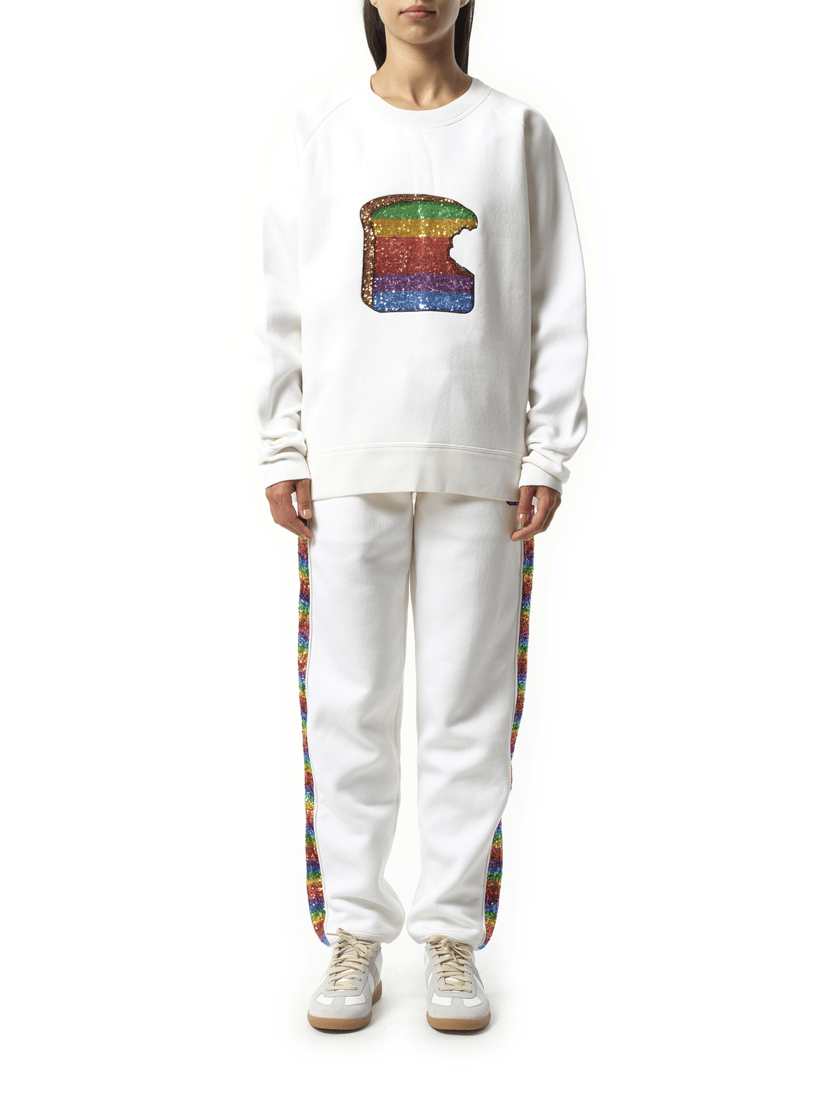 Long Sleeve Crew Sweatshirt in White