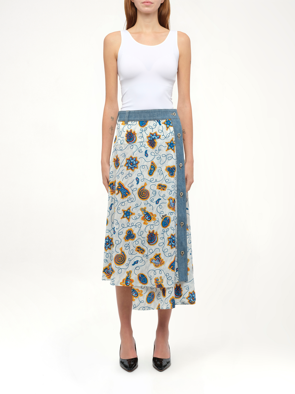 Loewe x Paula Prt Skirt Denim in White