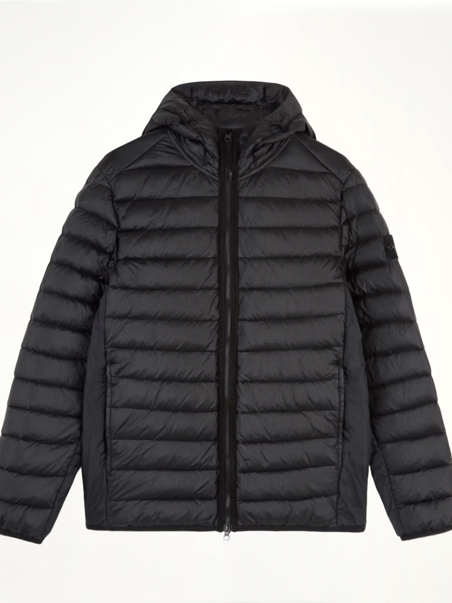 Lightweight Hooded Down Jacket in Black