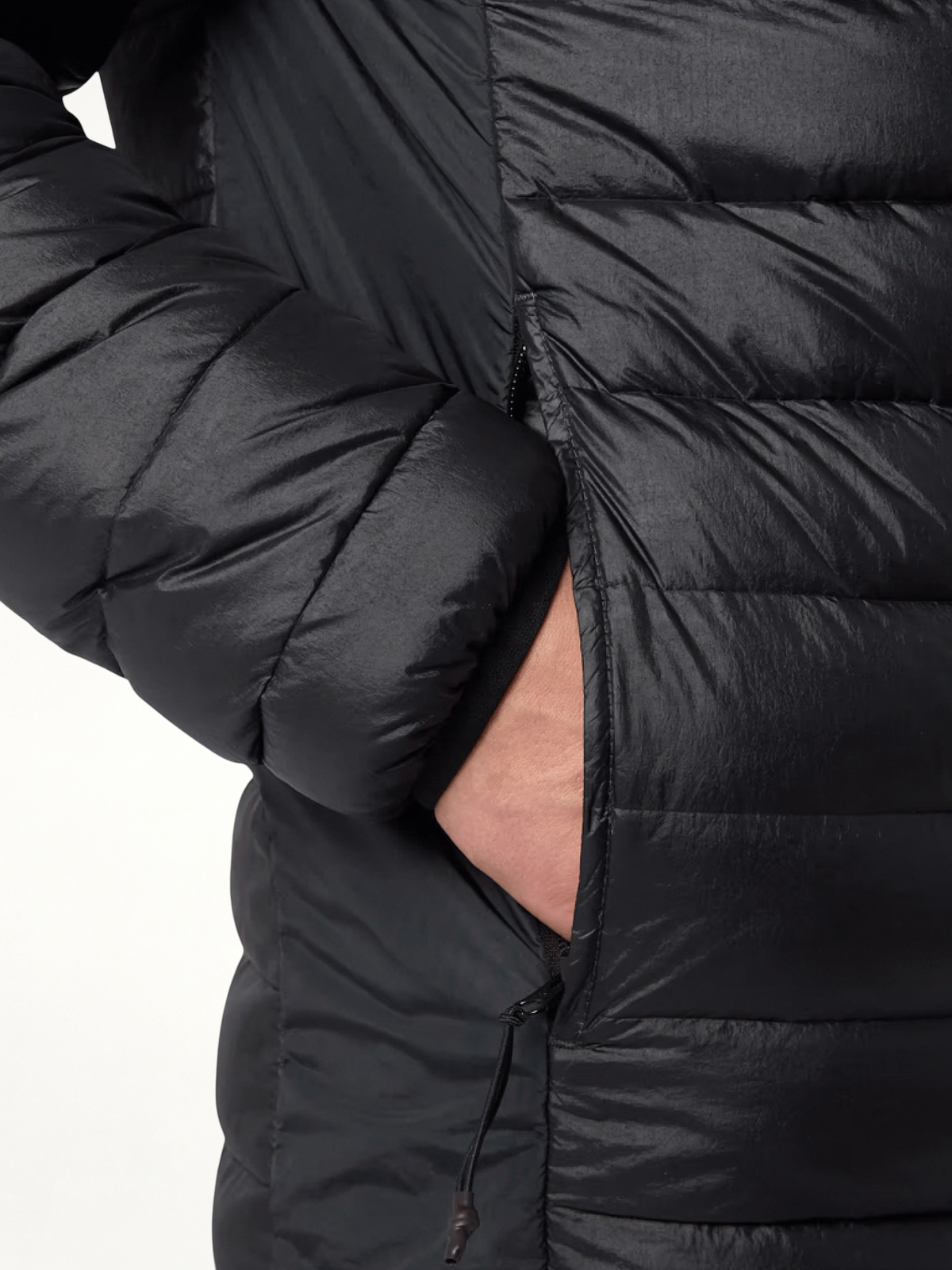 Lightweight Hooded Down Jacket in Black