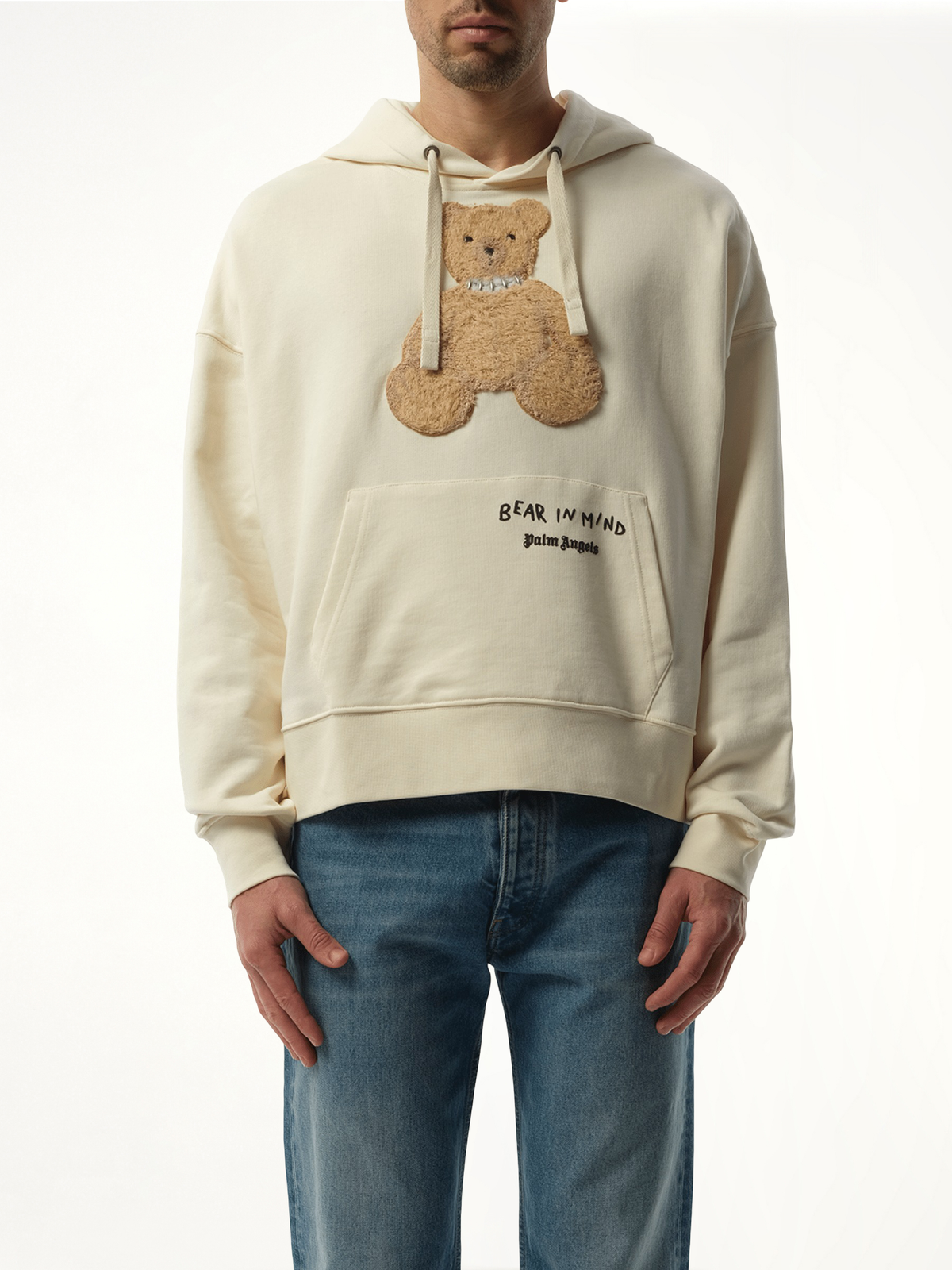 Bear in Mind Hoodie in Off White/Brown