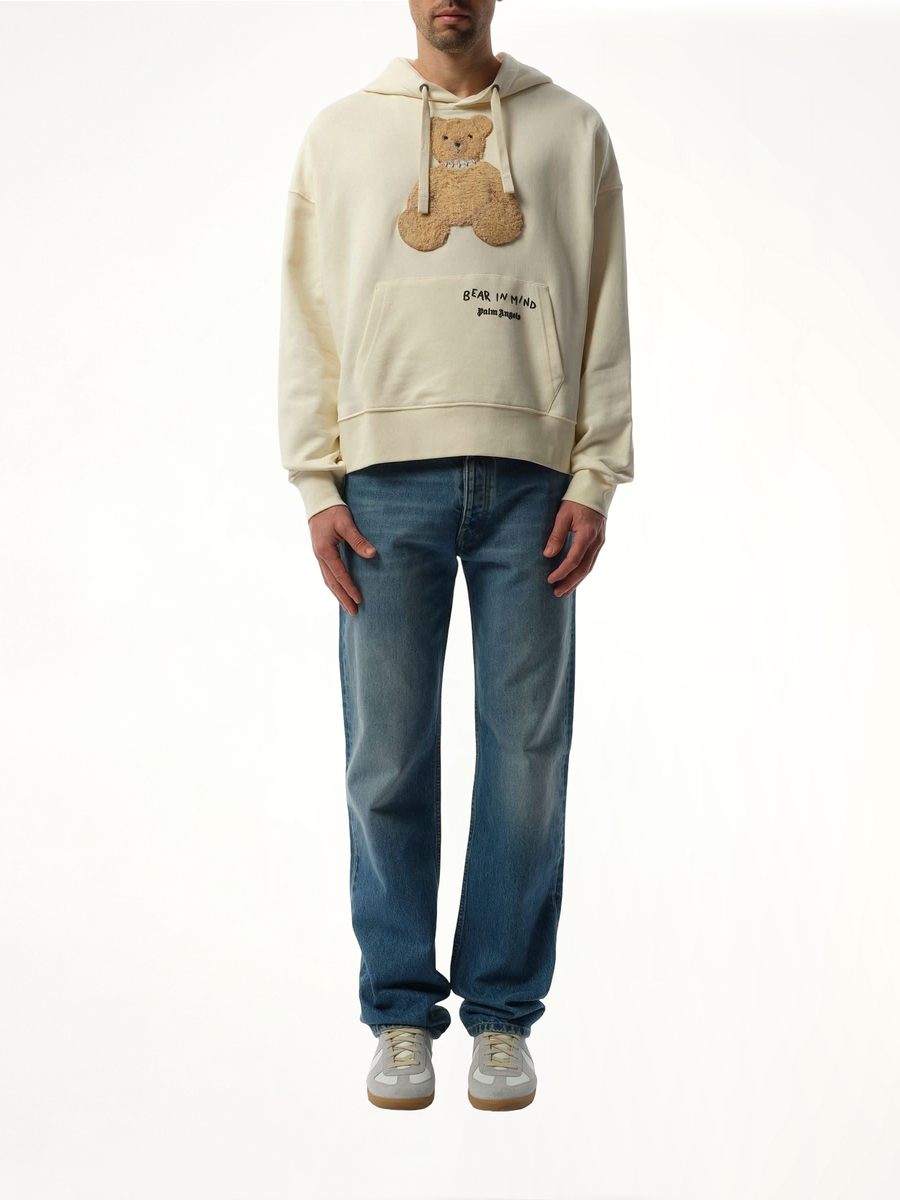 Bear in Mind Hoodie in Off White/Brown