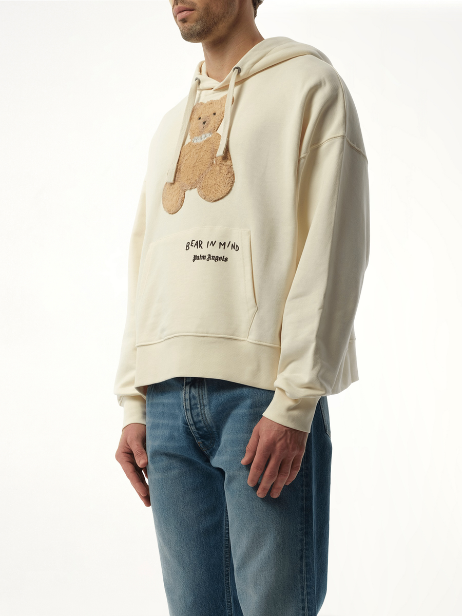 Bear in Mind Hoodie in Off White/Brown