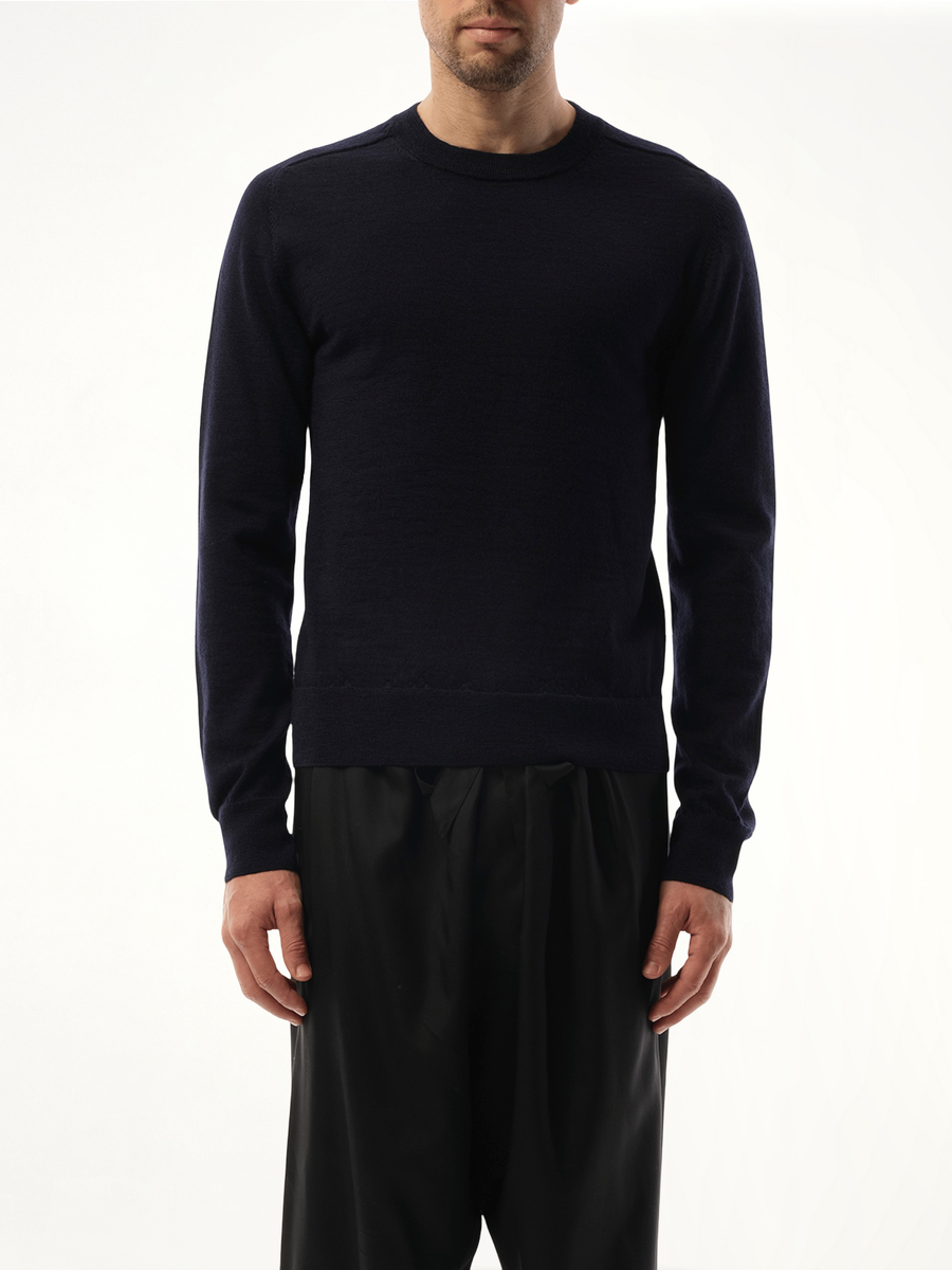 Wool Crewneck Sweater in Dark Blue