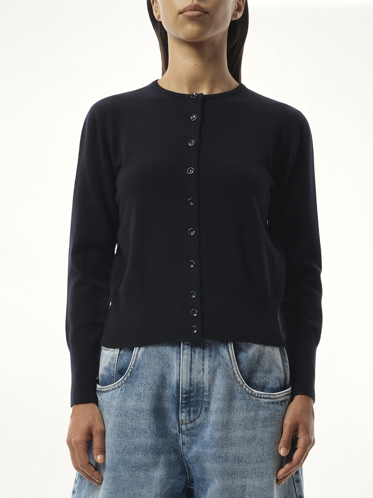 Fitted Cardigan in Navy