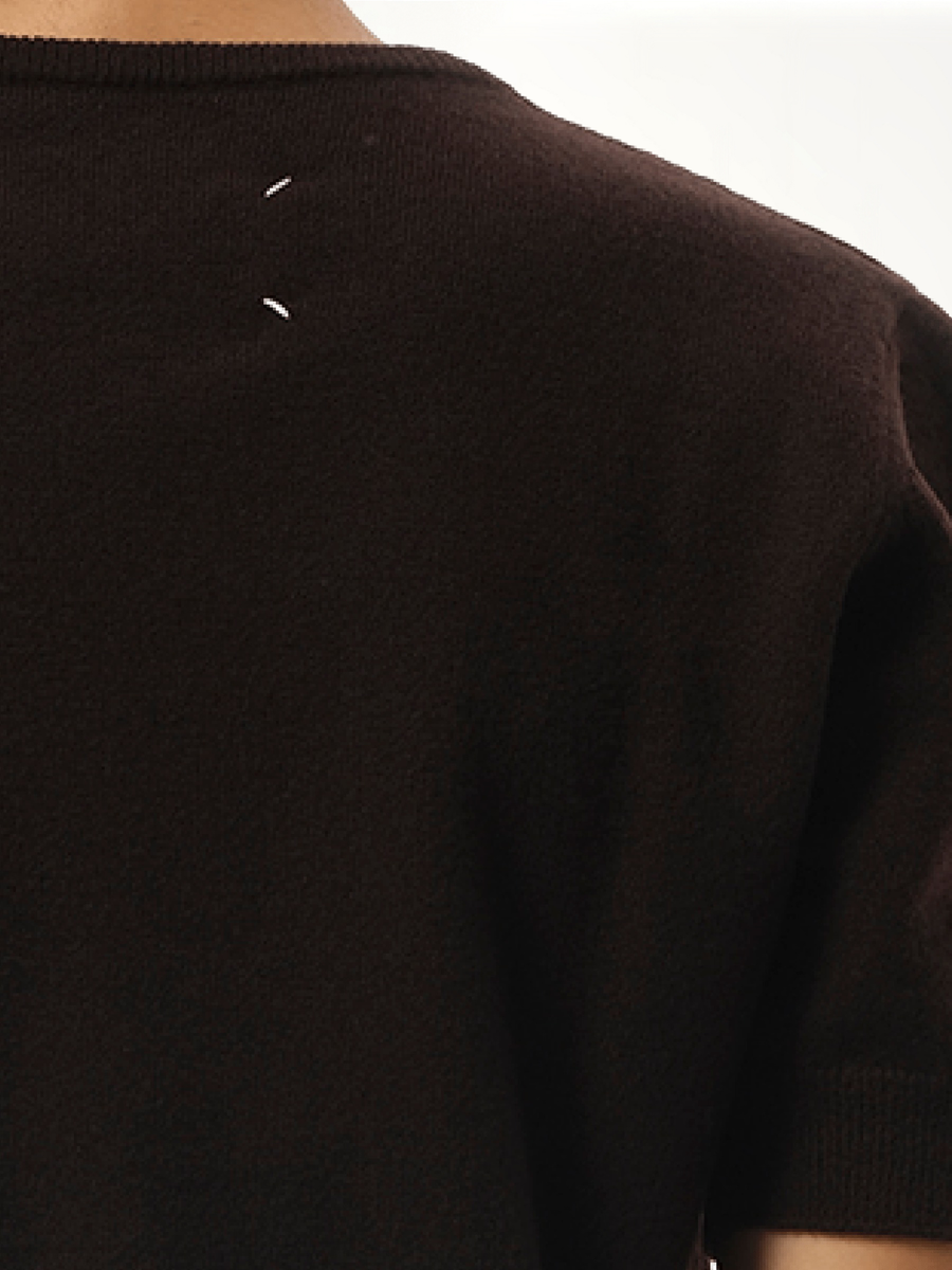 Short-sleeved Sweater in Dark Brown