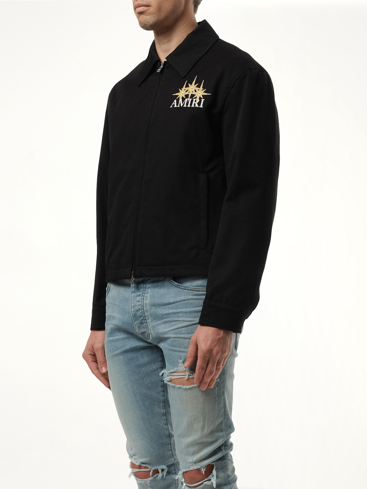 Starburst Zip Blouson in Black