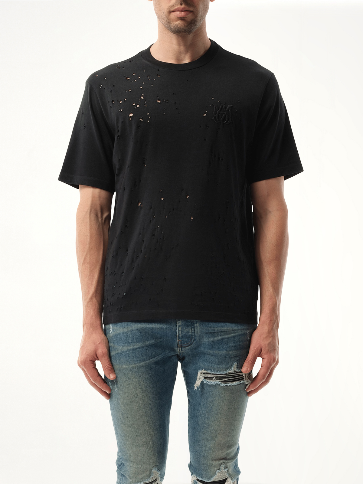 MA Shotgun Embroidered T-Shirt in Black
