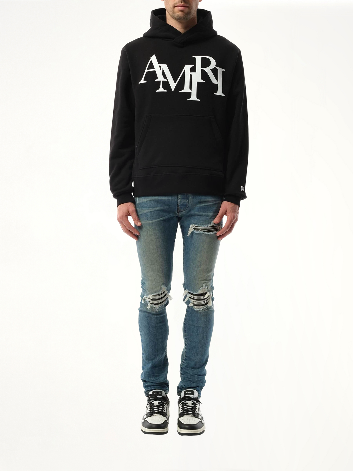 Amiri Staggered Hoodie in Black