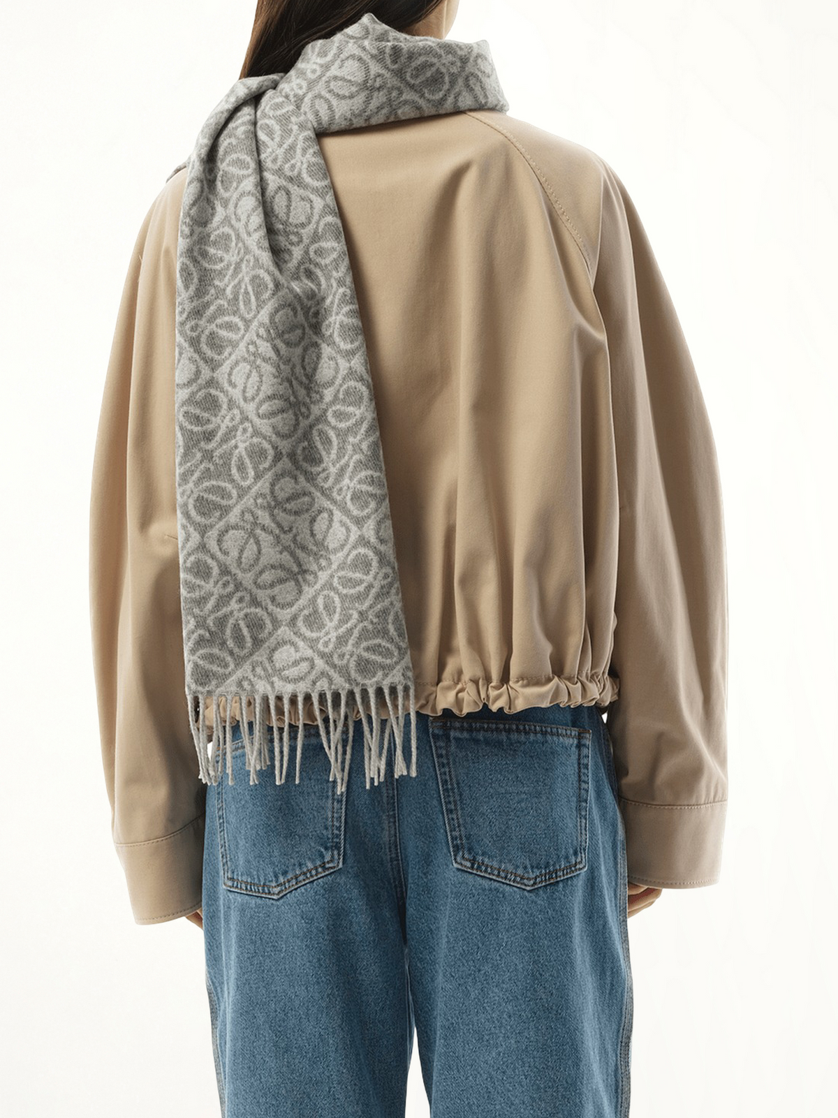 Anagram Wool Cashmere Scarf in Grey