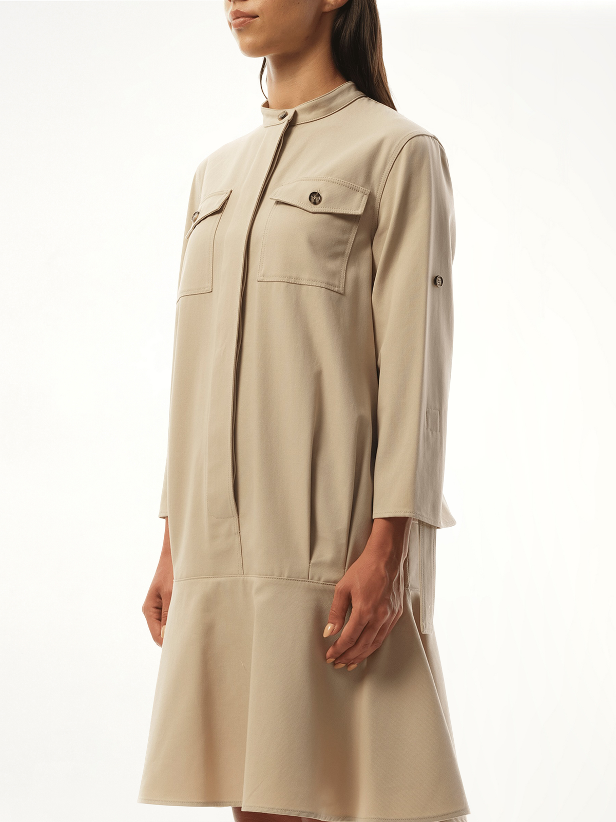 Drop Waist Dress in Beige