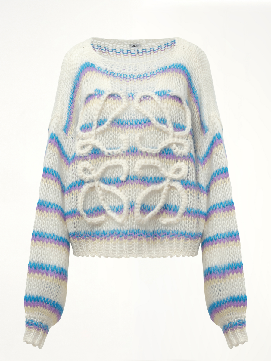 Relaxed Fit Anagram Sweater in White/Multicolour