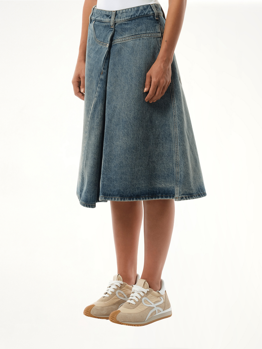 Deconstructed Skirt in Washed Denim