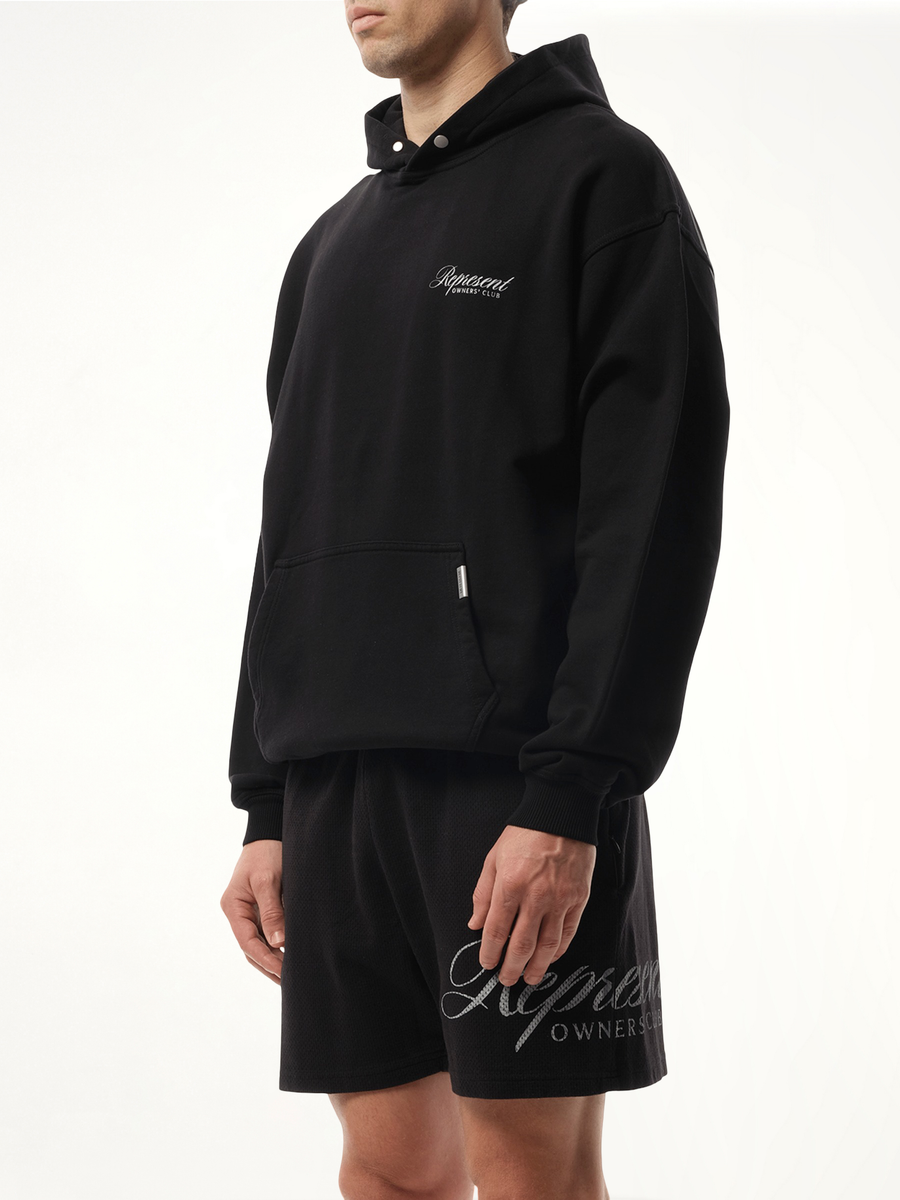 Represent Owners Club Script Hoodie in Black
