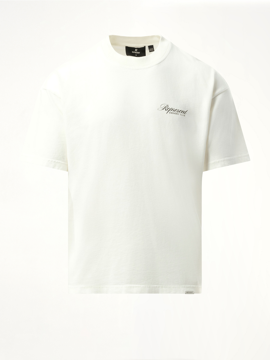 Represent Owners Club Script T-Shirt in Flat White