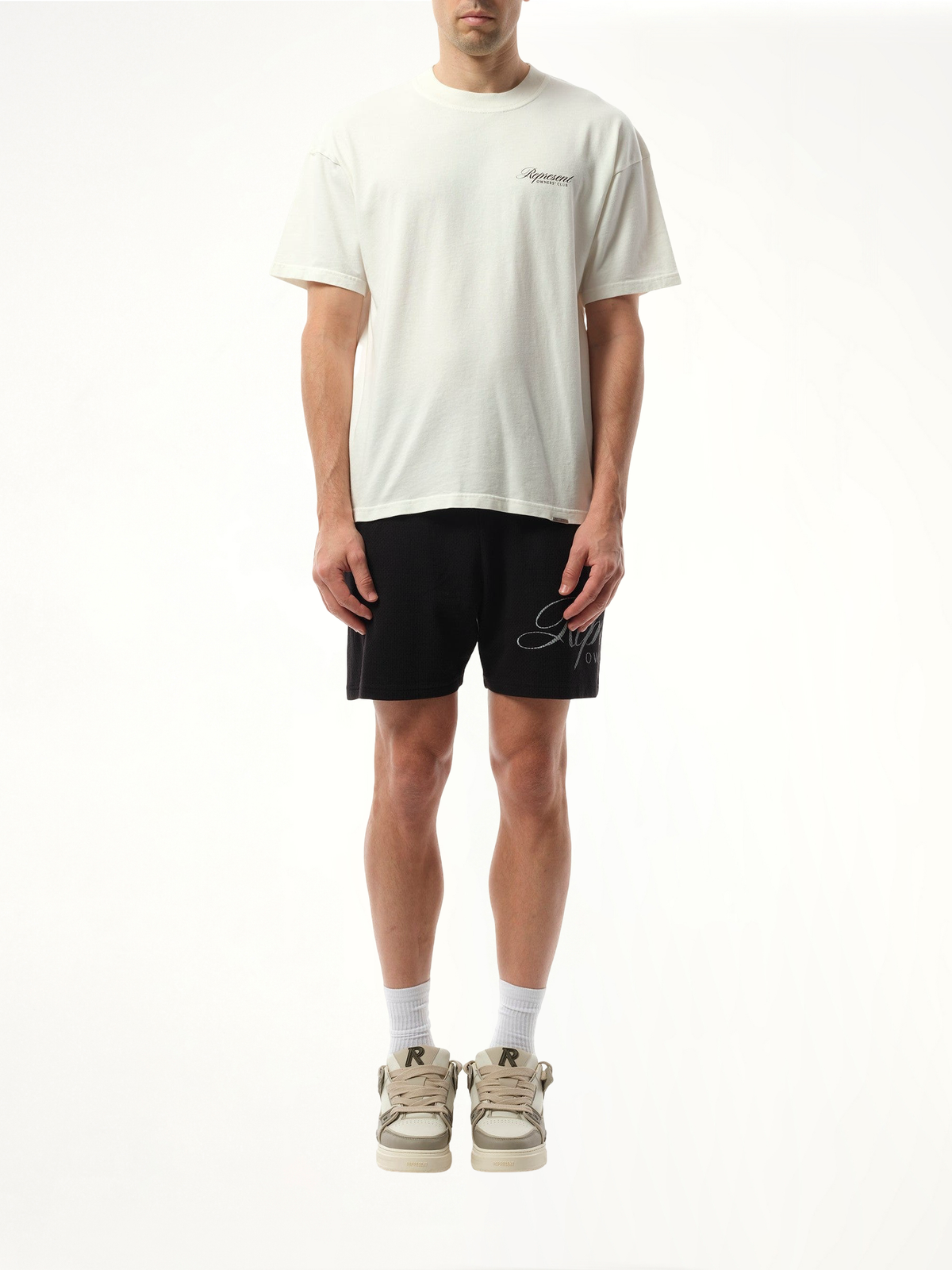 Represent Owners Club Script T-Shirt in Flat White
