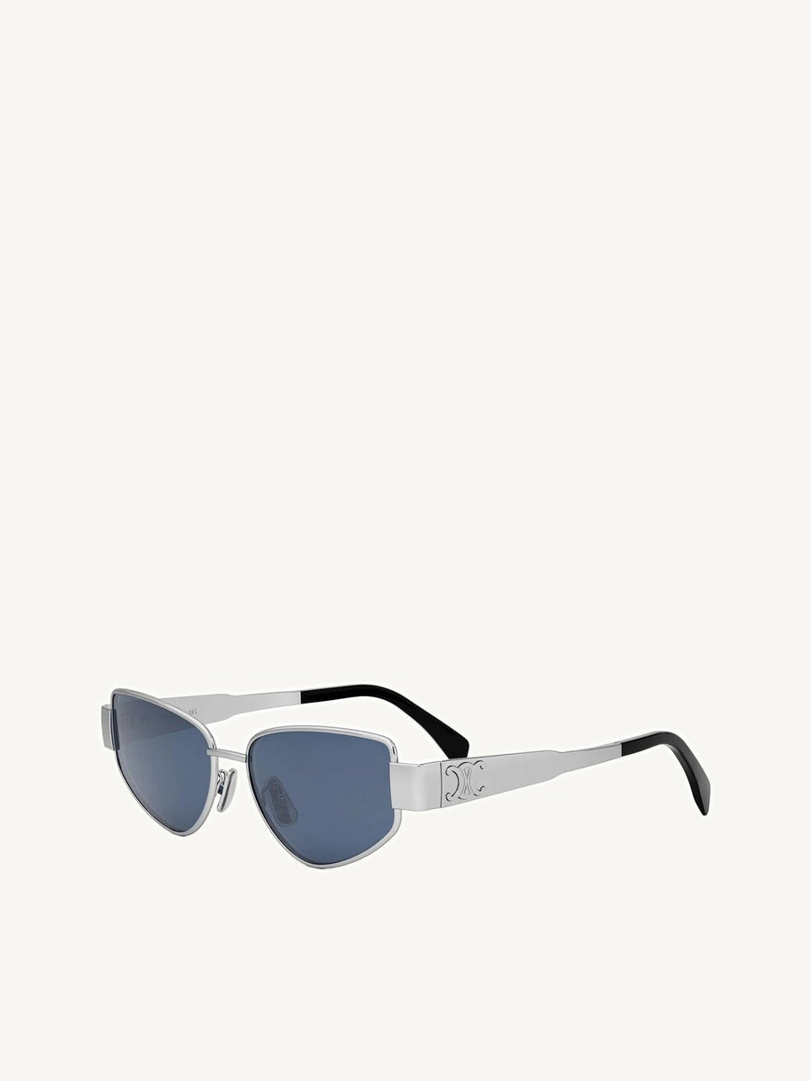 Celine CL40293U 5530N Metal Sunglasses in Silver/Dark Blue