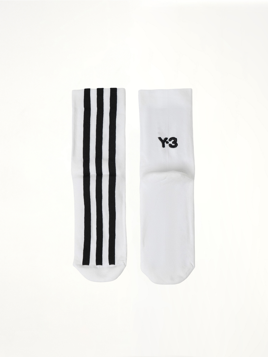 Y-3 Stripe Socks in White