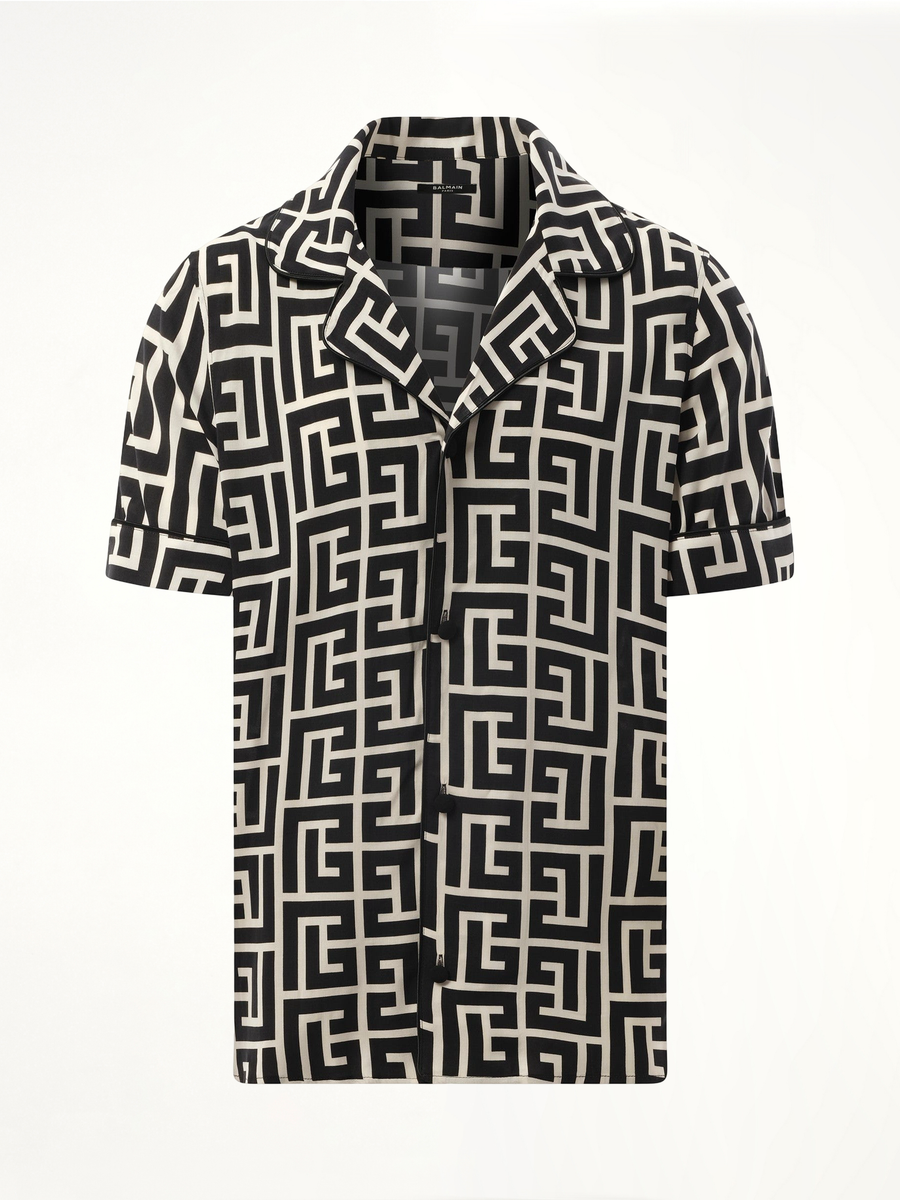 Macro Monogram Pyjama Shirt in Ivory/Black