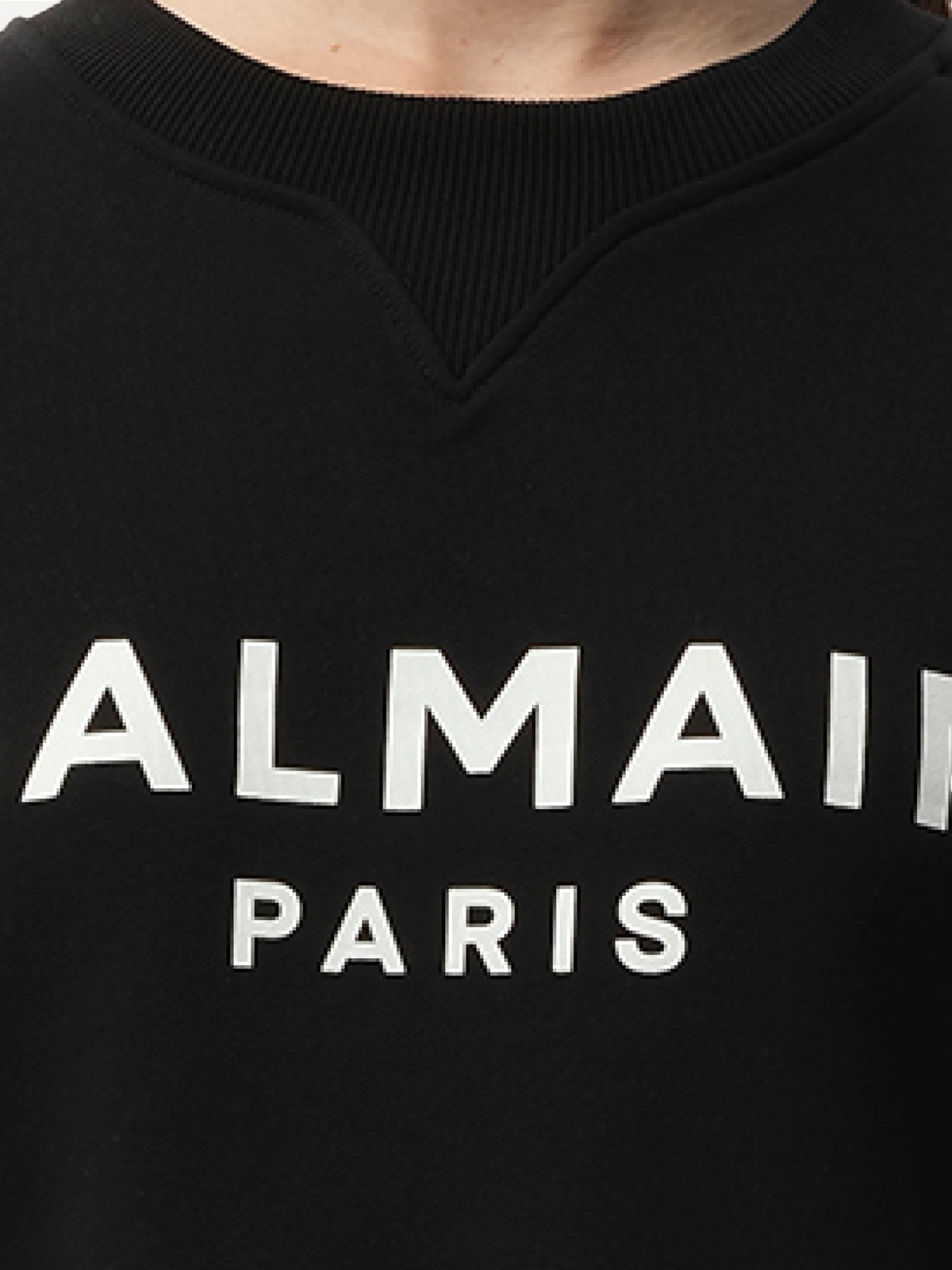 3 Button Balmain Printed Sweatshirt in Black/White