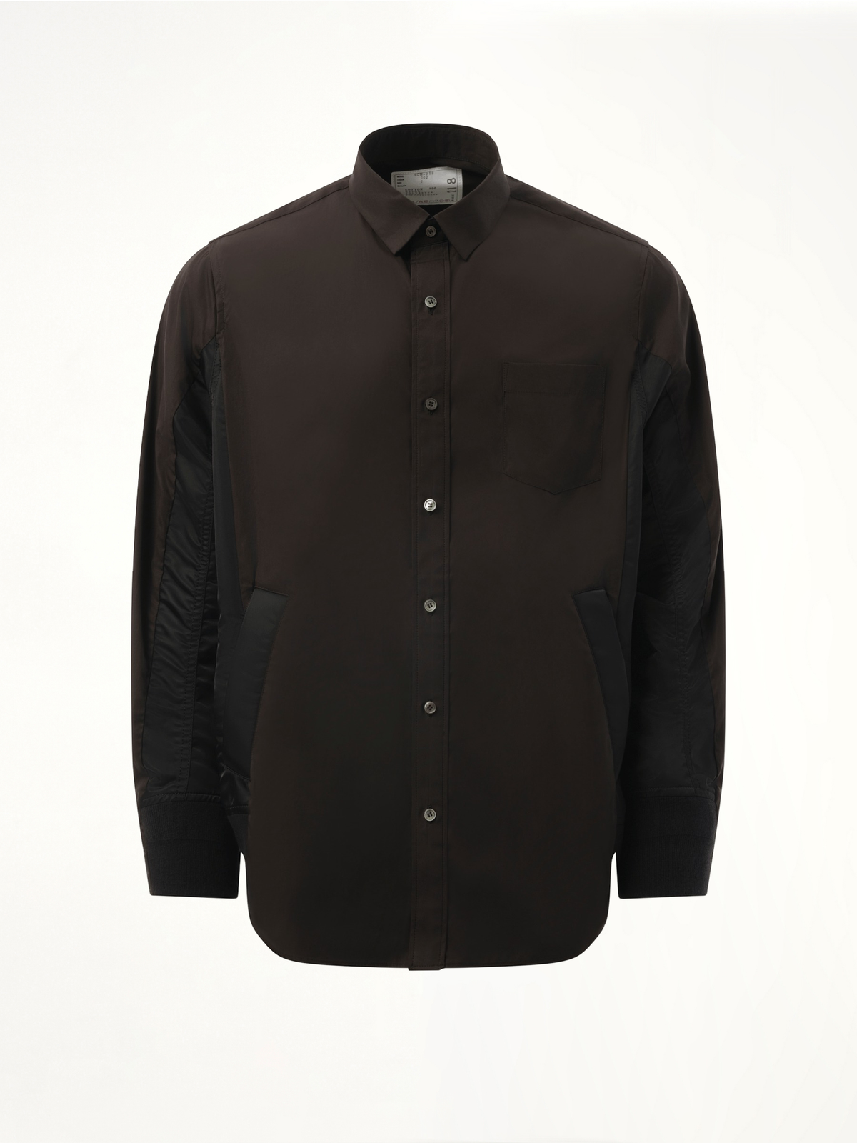 Cotton Poplin Nylon Shirt in Black