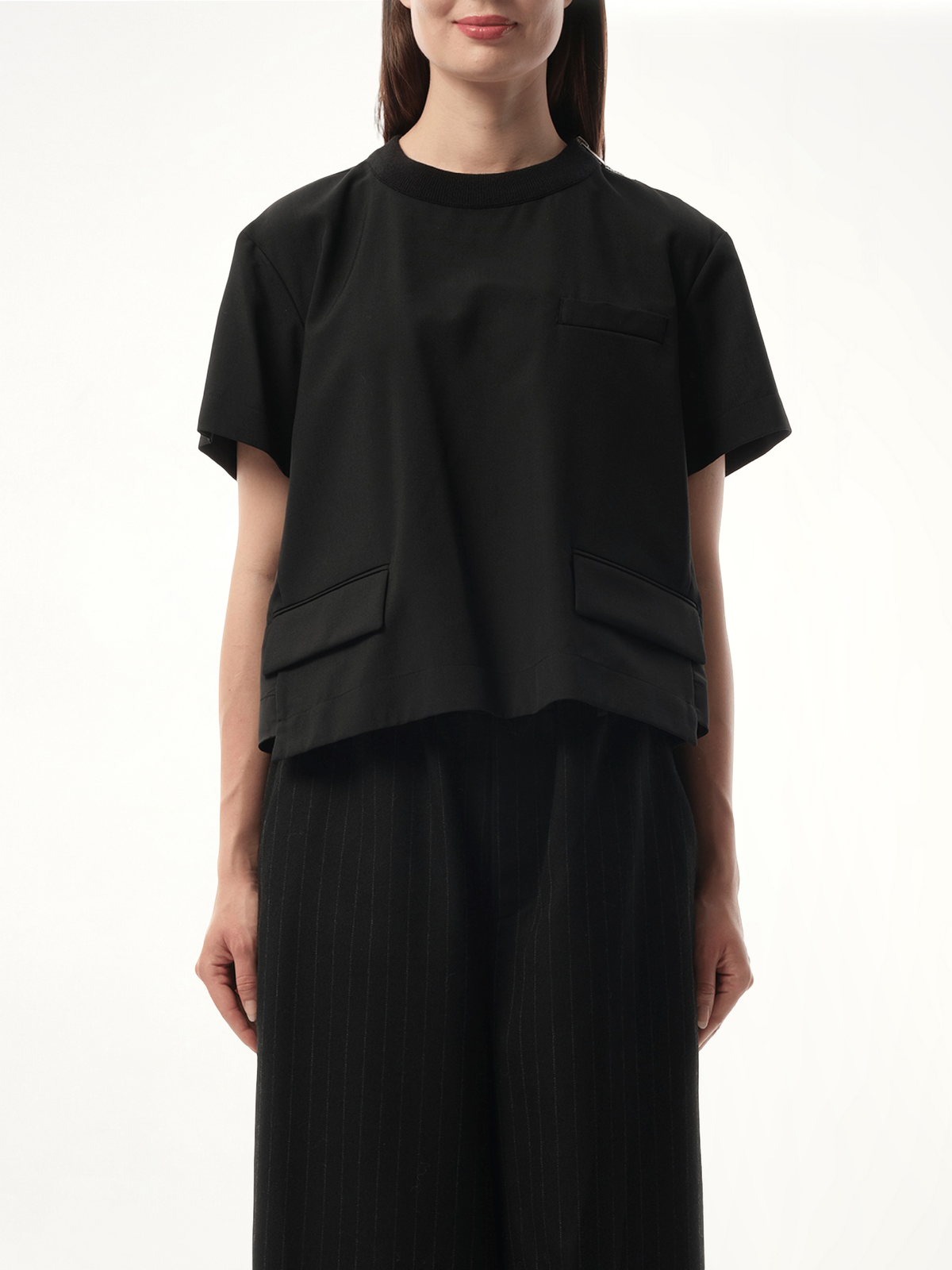 Suiting Short-sleeve Pullover in Black