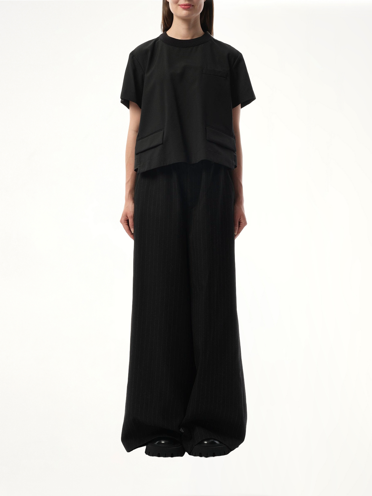 Suiting Short-sleeve Pullover in Black