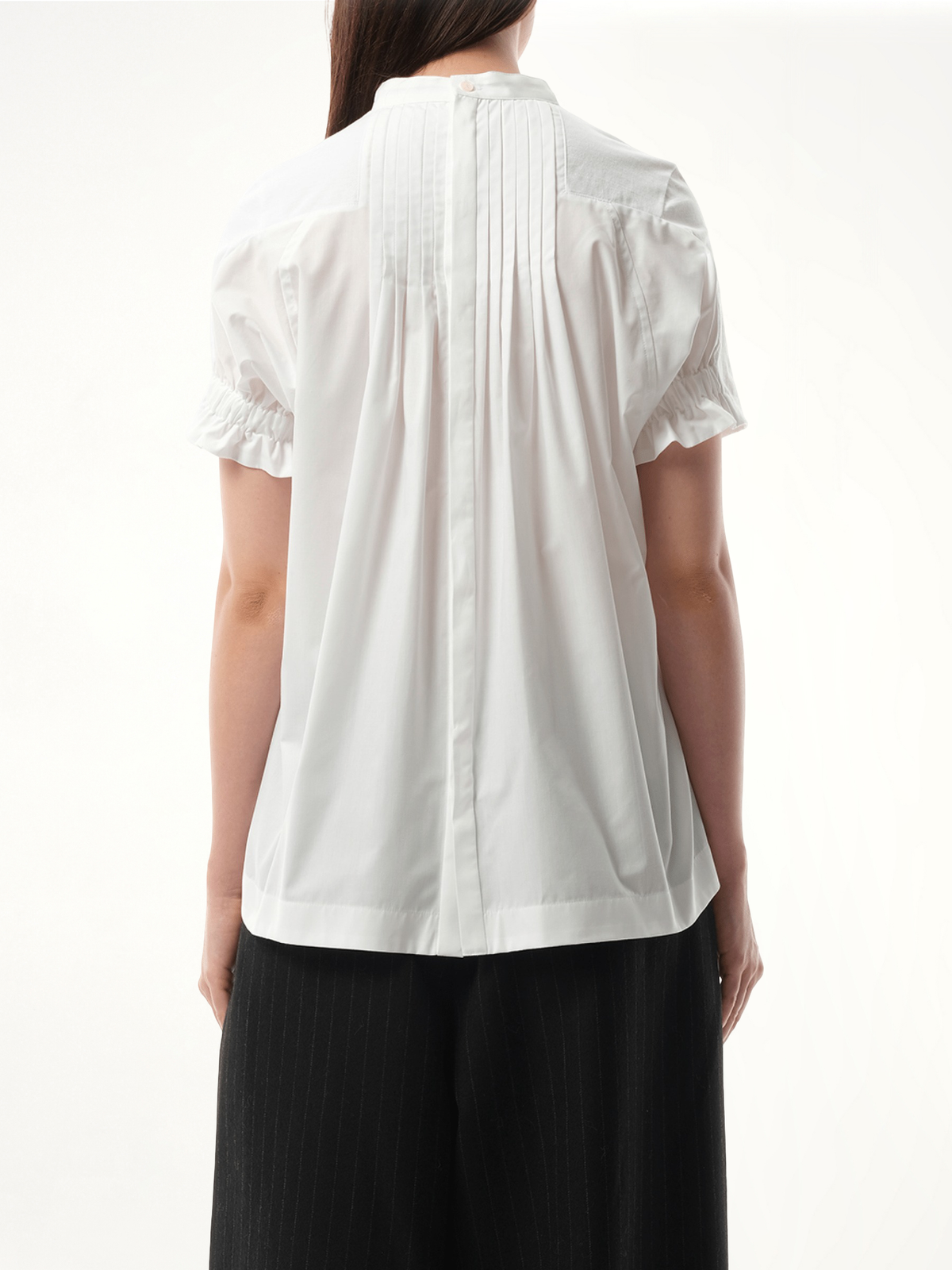 Cotton Poplin x Cotton Jersey T-Shirt in White/Off White