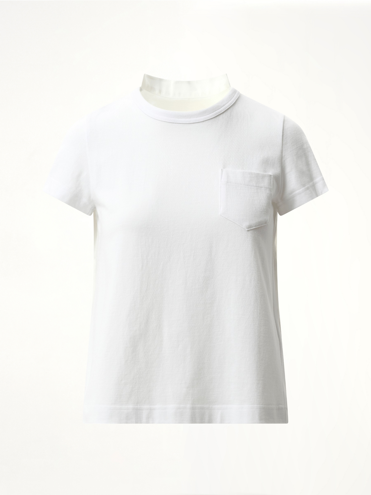 Cotton Poplin x Jersey T-Shirt in White/Off White