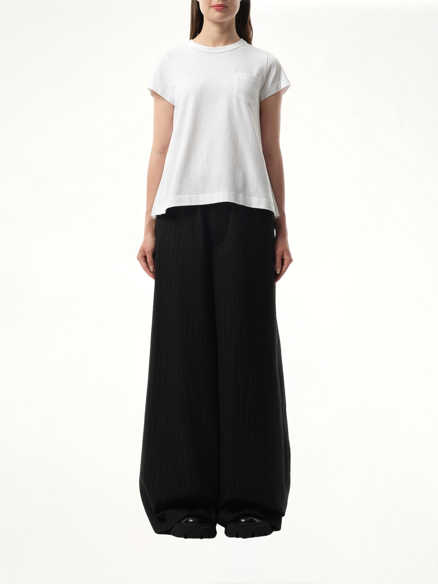 Cotton Poplin x Jersey T-Shirt in White/Off White
