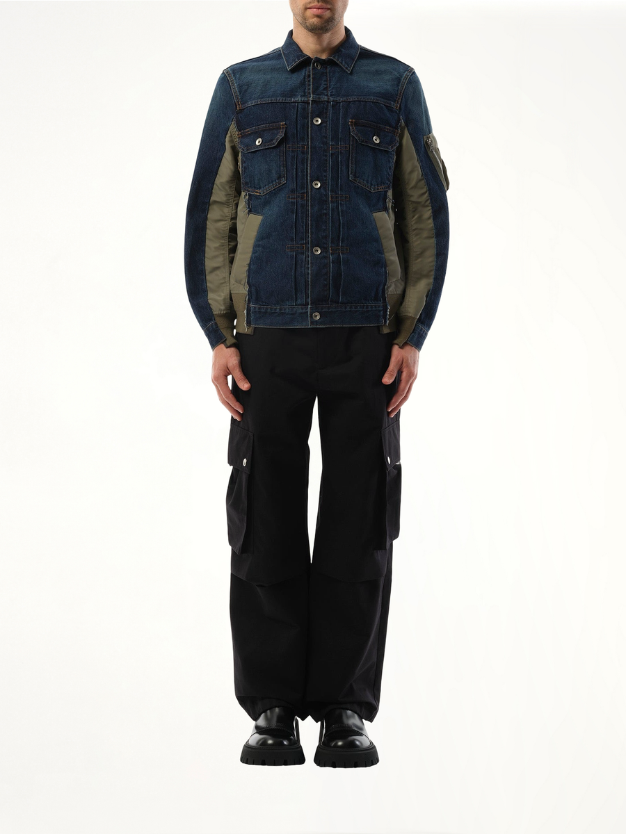 Denim Nylon Twill Jacket in Blue