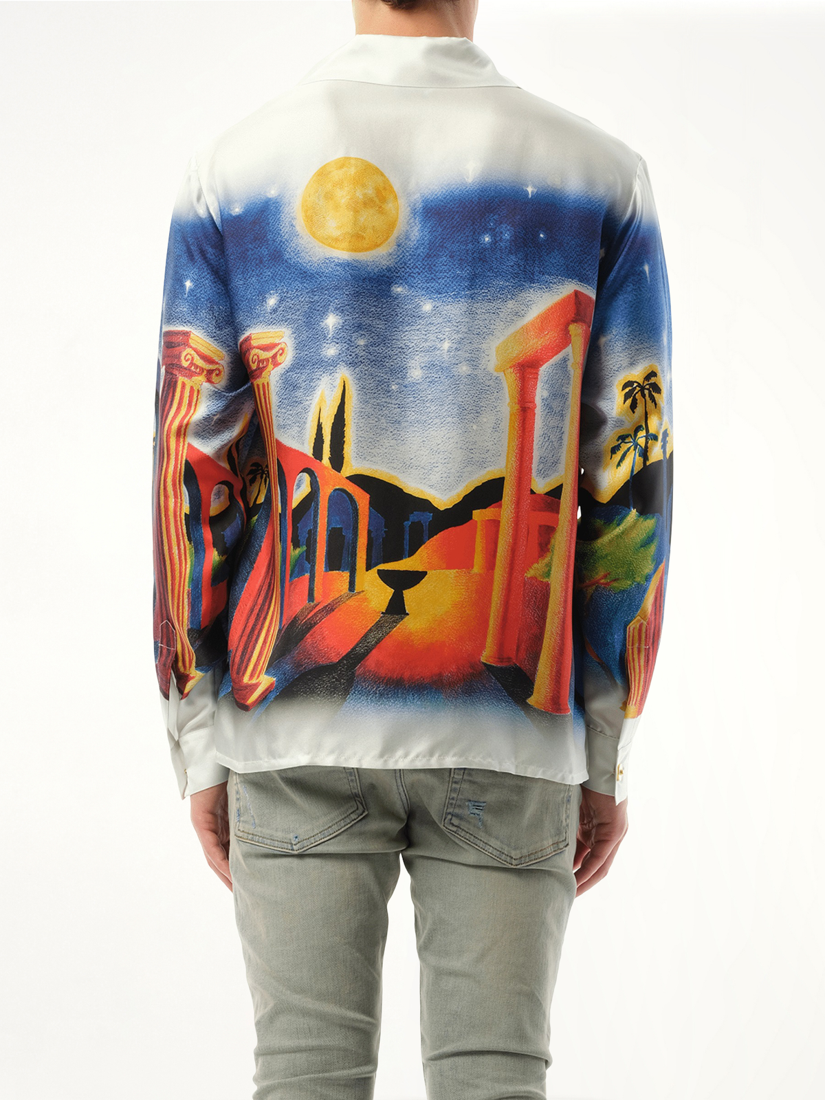 Long Sleeve Cuban Collar Shirt in Midnight Acropolis