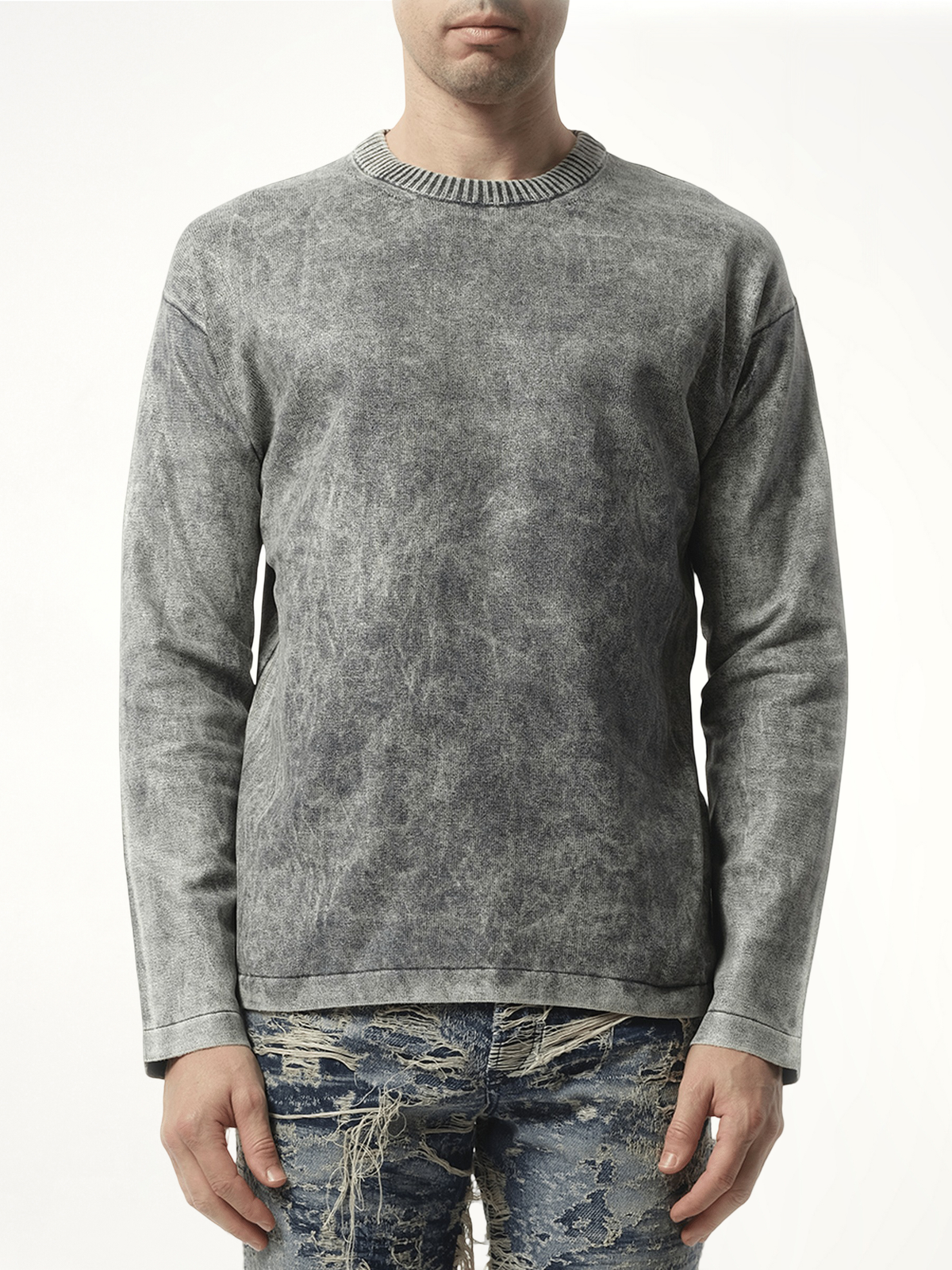 Marble Effect Sweater in Grey