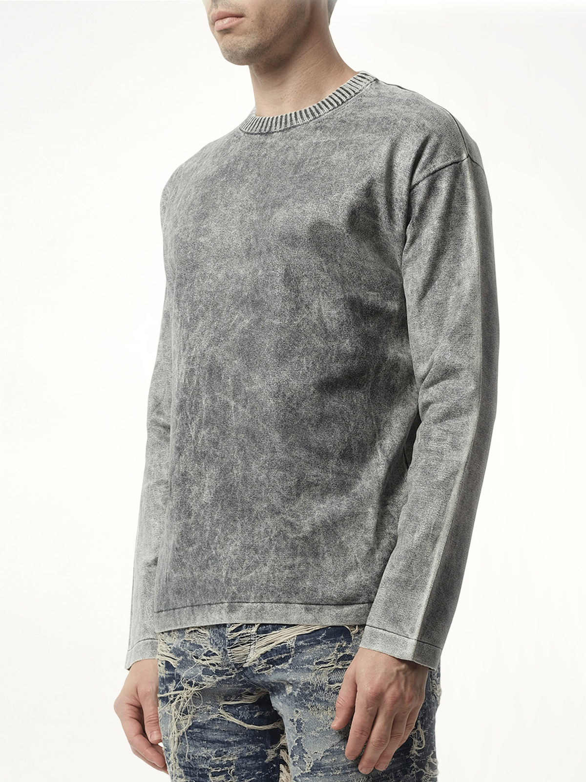 Marble Effect Sweater in Grey