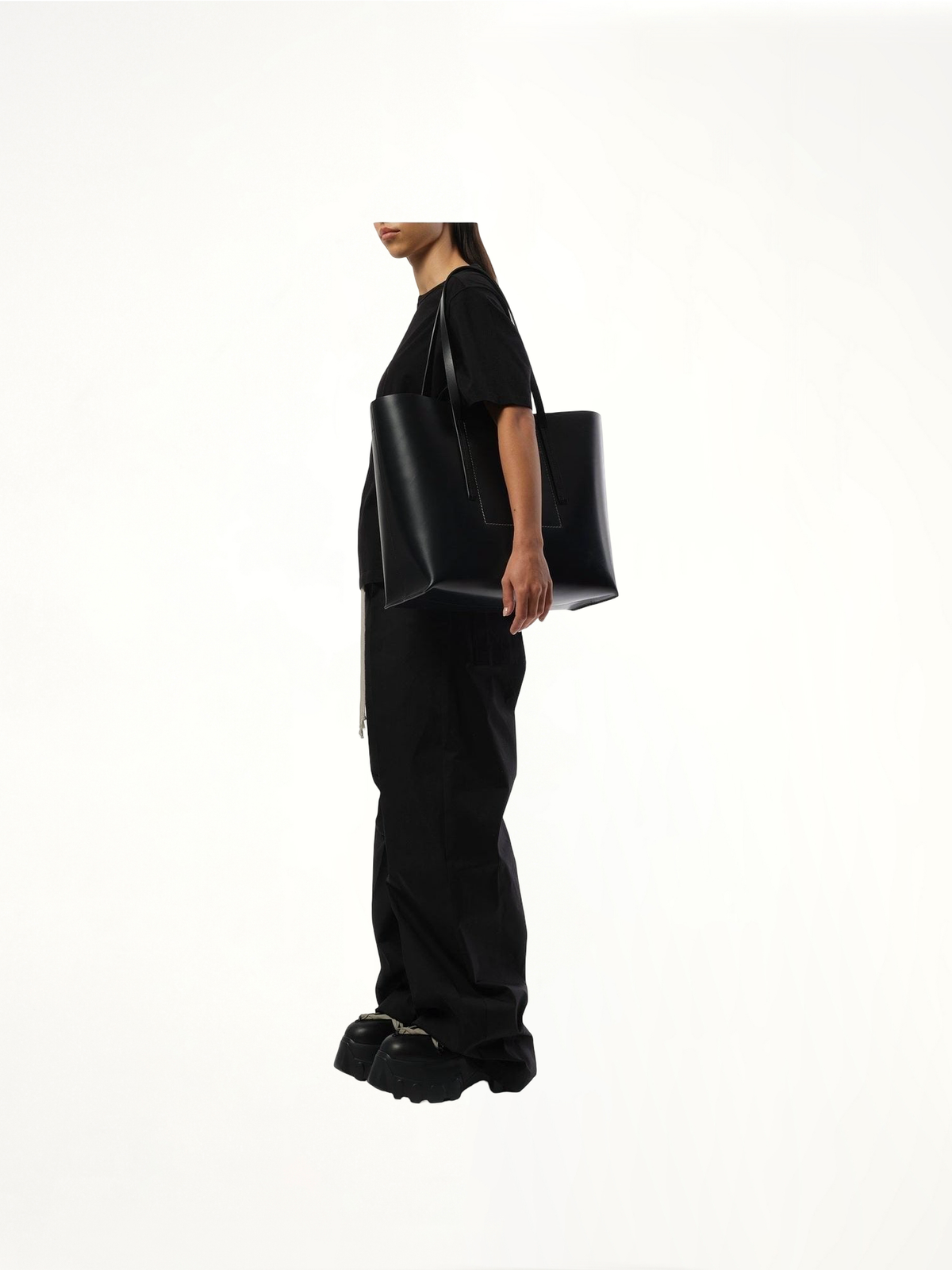 Leather Shopper Bag in Black