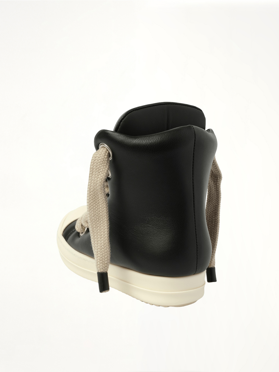 Padded Jumbolaced Sneaker in Black/Milk/Milk Back View | RICK OWENS