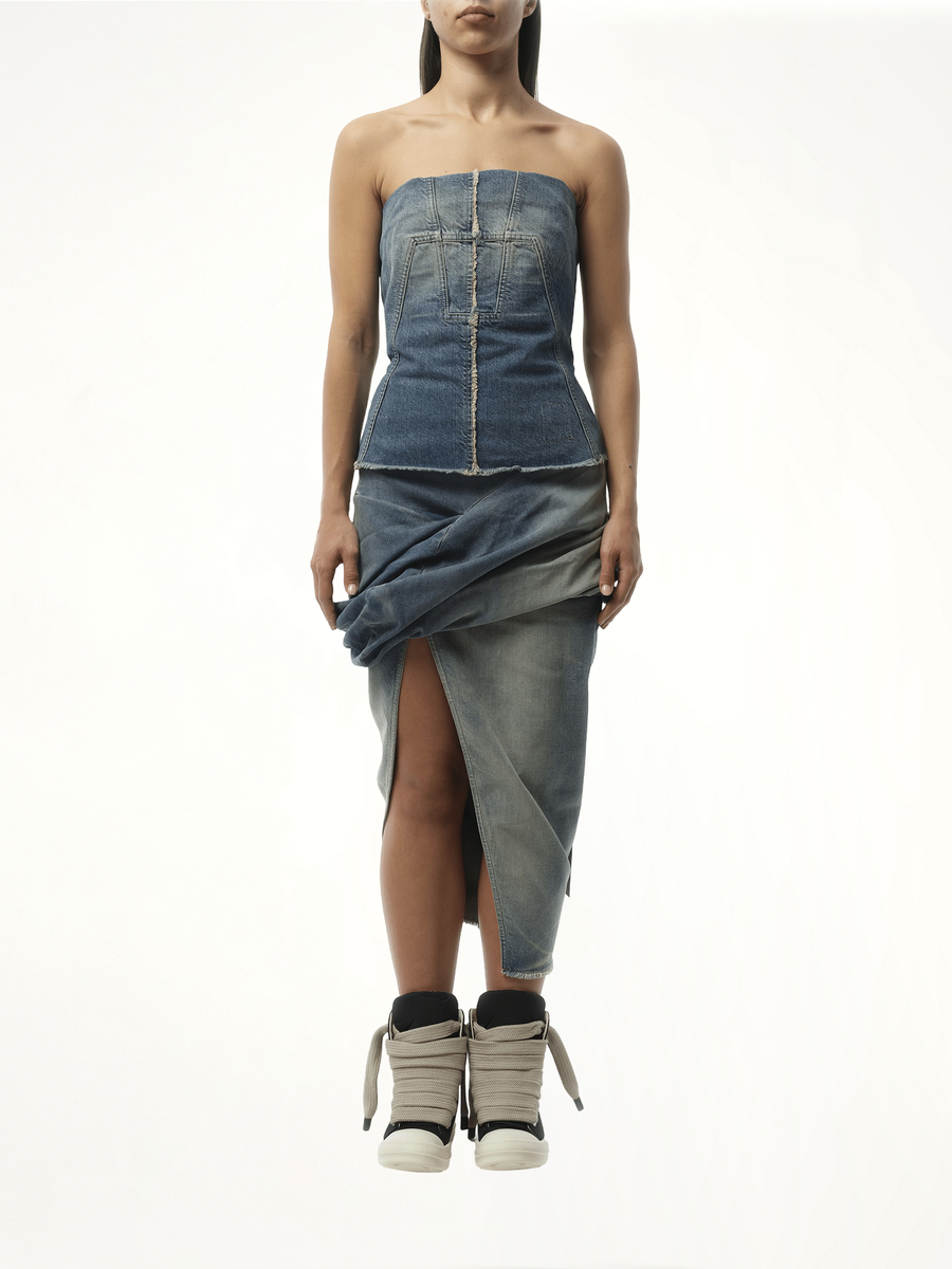 Bustier Top in Washed Indigo