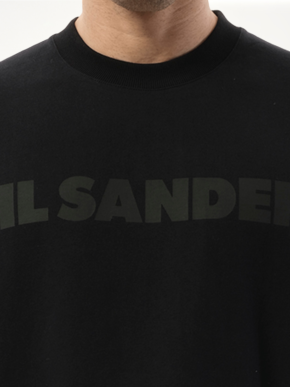 Tonal Jil Sander Logo Long Sleeve T-Shirt in Black