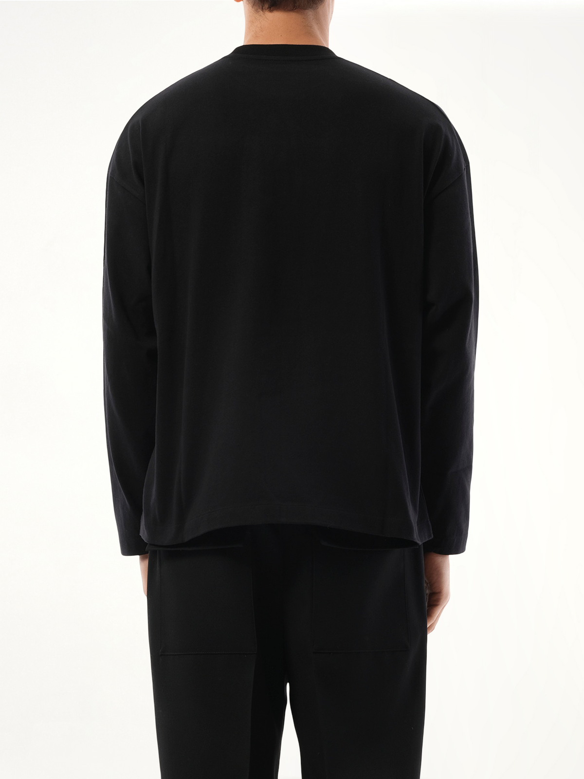 Tonal Jil Sander Logo Long Sleeve T-Shirt in Black