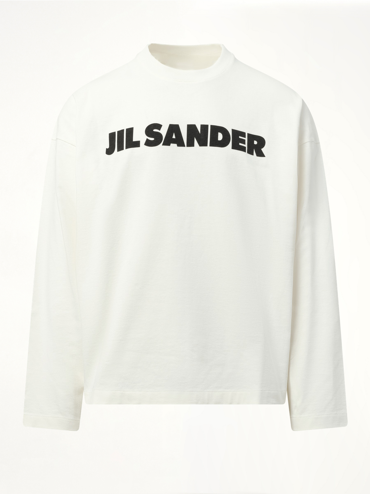 Jil Sander Logo Long Sleeve T-Shirt in Porcelain