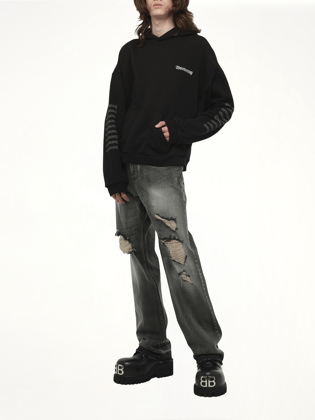 Punk Teddy Hoodie in Black