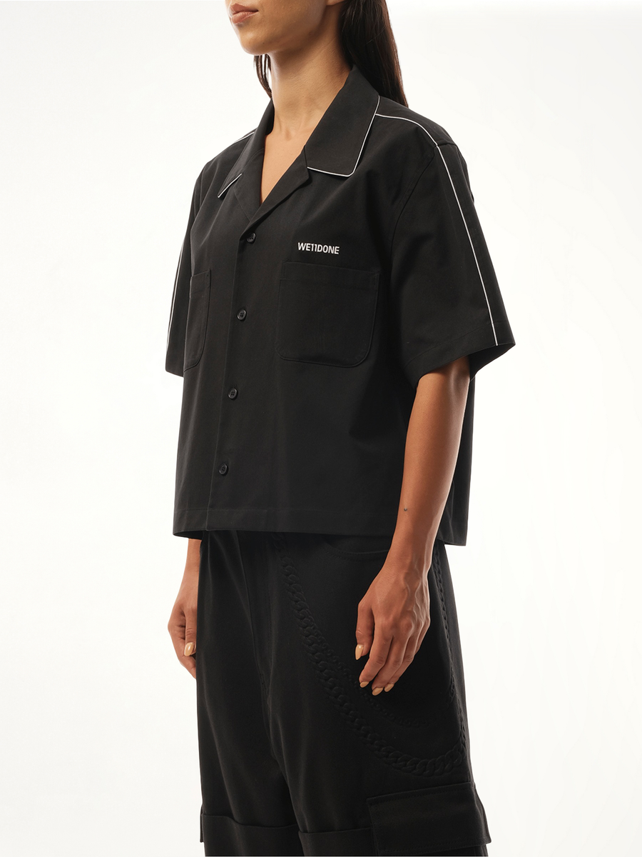 Short-Sleeved Convertible Shirt in Black